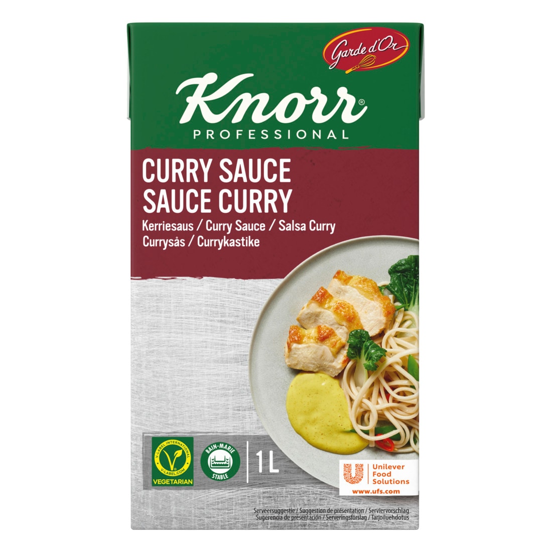 Knorr Salsa Líquida Curry lista para usar brik 1L - Las Salsas Líquidas Knorr te aseguran empezar cada servicio con salsas perfectas.